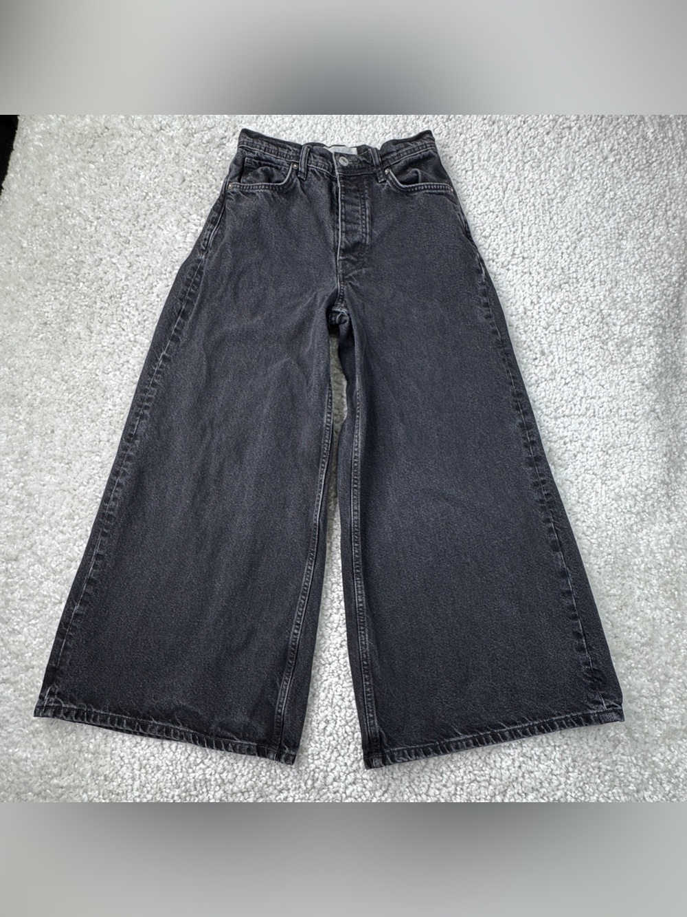 We the free free people Wide Leg High-Rise Jeans - Black Button Fly 26